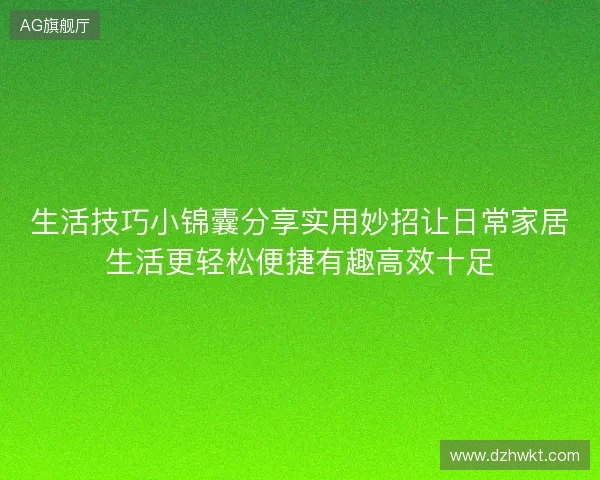 生活技巧小锦囊分享实用妙招让日常家居生活更轻松便捷有趣高效十足
